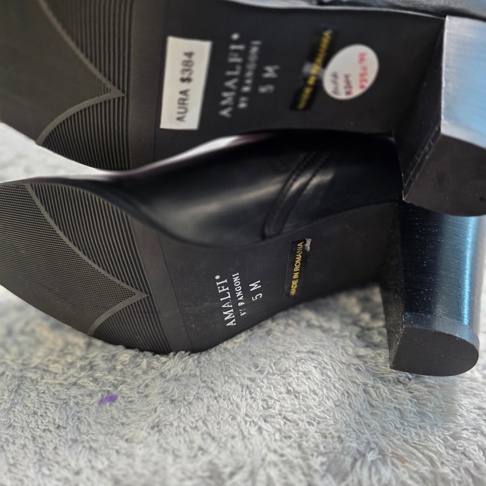 Amalfi Rangoni Black Italian‎ Leather Stretch Calf Knee High Heel Boots 5M NEW✨ - Picture 10 of 10